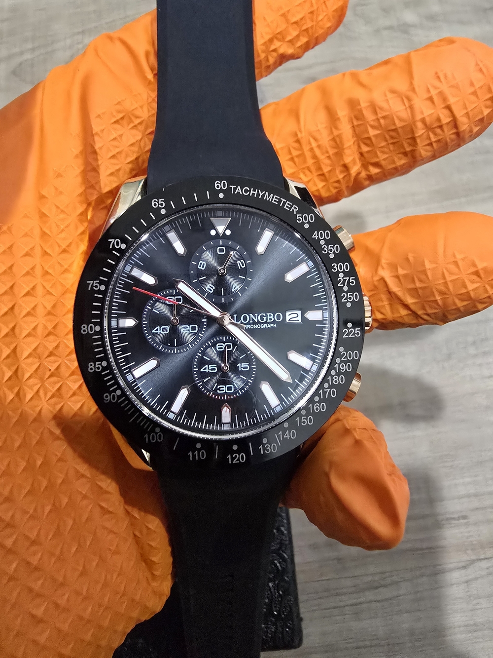 Black Chronograph Sports Watch - Black Dial, Black Strap